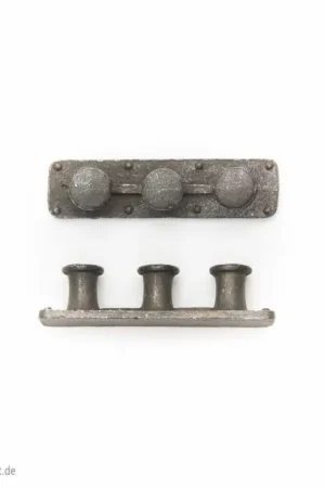 Superprijs [ AE5449-04 ] Aeronaut Driedubbele bolder van gepolijst metaal (L 42mm B 8mm H 9mm) 2st