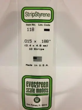 [ EG118 ] Evergreen styrene strip 0.38x4.8x350mm (10s.) Lage Kosten