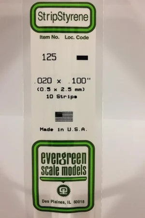 Populair [ EG125 ] Evergreen styrene strip 0.5x2.5x350mm (10s.)