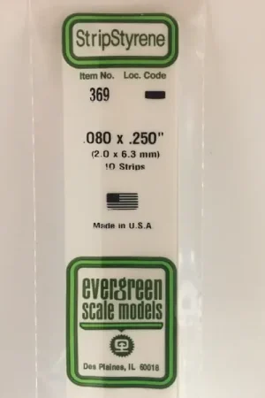 [ EG369 ] Evergreen styrene strip 2,0x6,3x610 mm (10s.) Betaalbaar