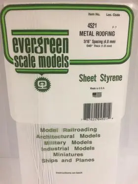 Uitverkoop [ EG4521 ] Evergreen metal roofing 4.8 mm spacing 1.0x150x300mm 1st