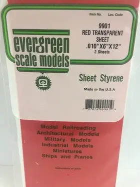 Beperkte Voorraad [ EG9901 ] Evergreen plaat rood transparant 15x30cm 2st