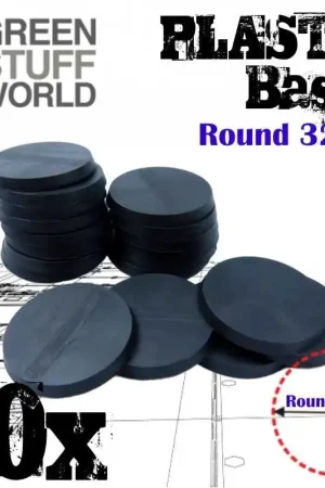 [ GSW9822 ] Green stuff world Plastic Bases - Round 32mm BLACK Uitverkoop