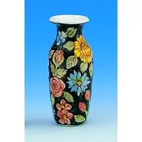 [ MM15510 ] Mini Mundus Lange zwarte vaas met bloemenmotief Shop Nu