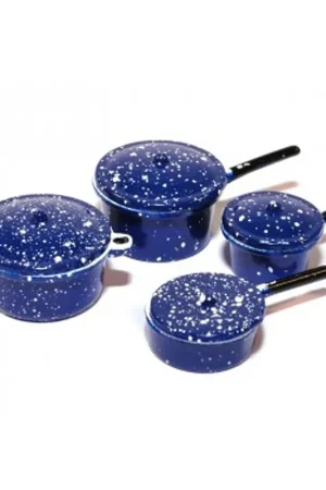 [ MM19075 ] Blauwe steelpannen (4st.) Uitverkoop