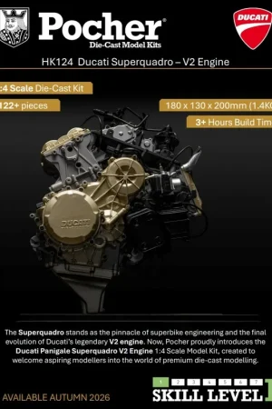 Gratis Retour [ POHKM124 ] Pocher HKM124 Ducati Superquadro - V2 Engine - 1 4 Scale Kit - PRE-ORDER