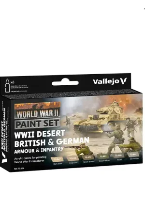 [ VAL70208 ] Vallejo WWII desert british & german armour & infantry paint set. Koop Vandaag