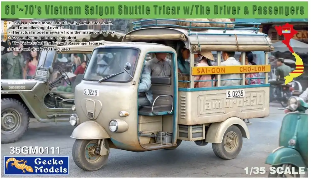 Dagaanbieding 1/35 60′-70’s Vietnam Saigon Shuttle Tricar Gecko Models 35GM0111