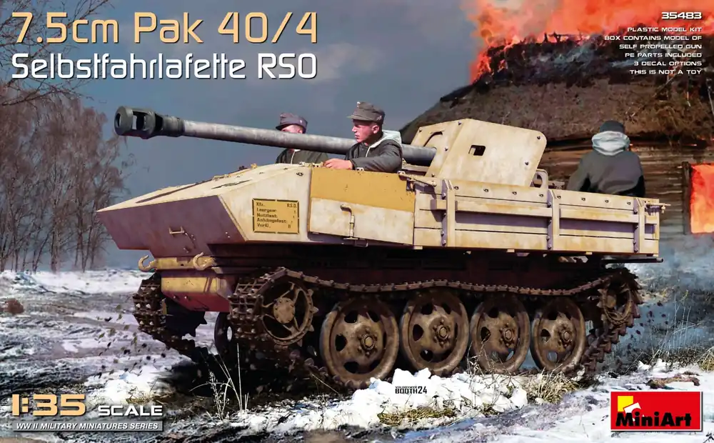 1/35 7.5cm Pak 40/4 Selbstfahrlafette RSO Miniart 35483 Hoge Kwaliteit