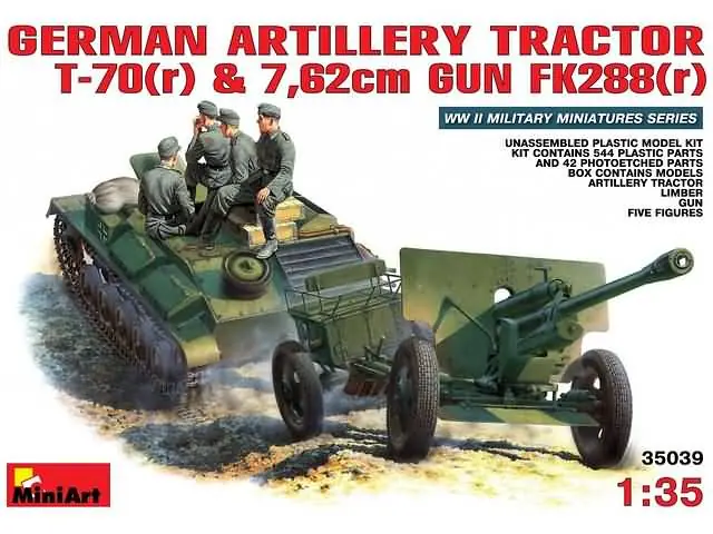 1/35 German Artillery Tractor T-70(r) with 7,62cm FK 288(r) Miniart 35039 Beperkte Voorraad
