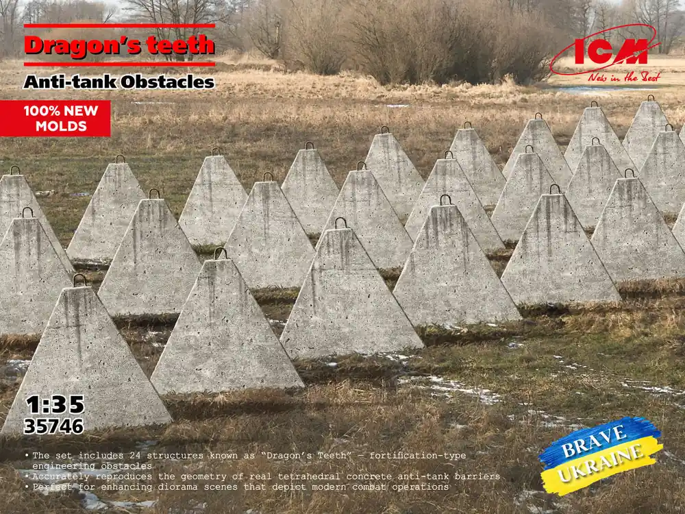 1/35 Dragon’s Teeth Anti-Tank Obstacles ICM 35746 Nu Kopen