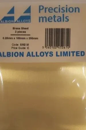 Messing Plaat 0.25mm x 100mm x 250mm Albion Alloys sm2m Nieuw