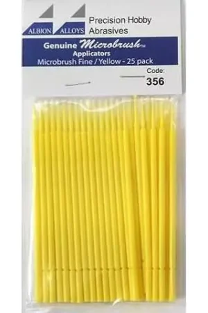 Microbrush-applicators – Microbrush Geel-Fijn (25 stuks) Albion Alloys code356 Weekendaanbieding