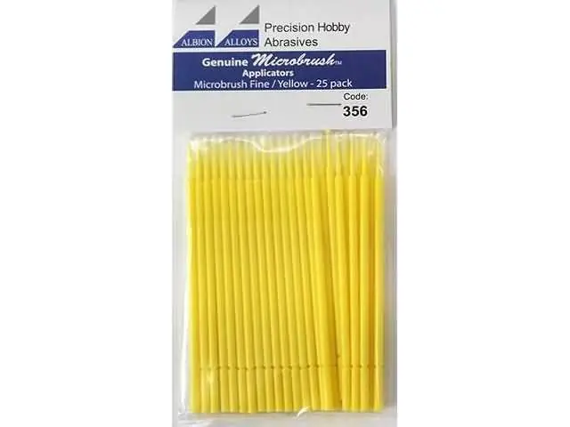 Microbrush-applicators – Microbrush Geel-Fijn (25 stuks) Albion Alloys code356 Weekendaanbieding