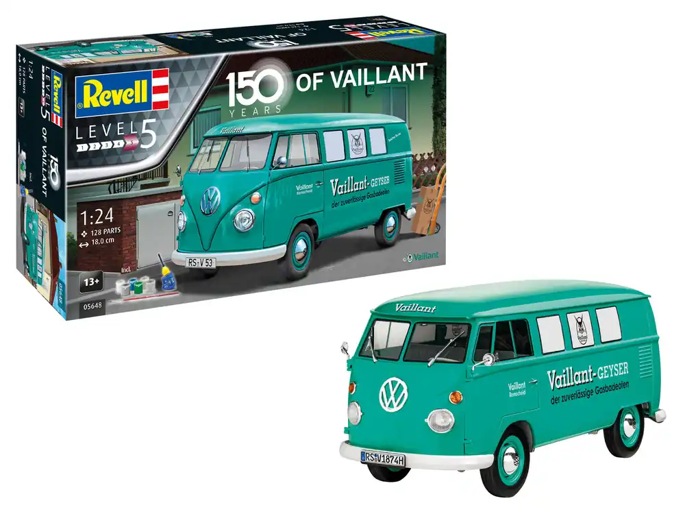 1/24 Geschenkset 150 jaar Vaillant (VW T1 Bus) Revell 05648 Merkproduct