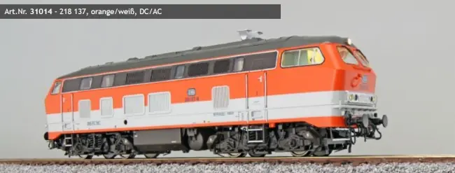 Direct Verzonden Esu 31014 - Diesellok, H0, BR 218, 218 137 Citybahn DB, orange/weiß, Ep VI, Vorbildzustand um 1989, Sound+Rauch, DC/AC
