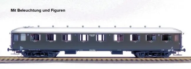Exact train EX10042 - NS AB7542 oliv grün, silbernes Dach. Hohes Klassenbord mit Beleuchtung und figuren Direct Verzonden