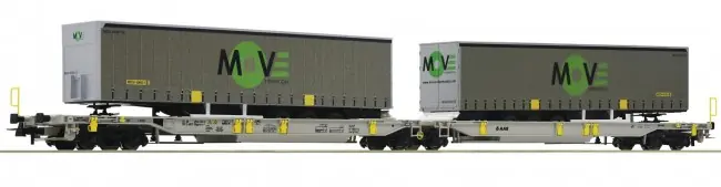 Roco 67404 - Dubbele AAE-draagwagen met MOVE-opleggers NL Op = Op