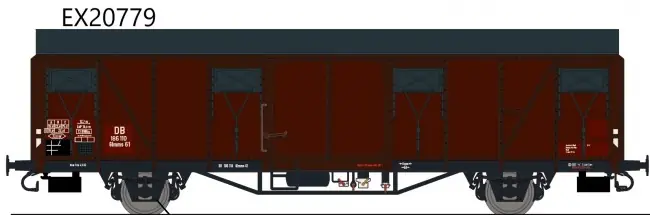 Aanbieding Exact train EX20779 - DB Güterwagen Gbs-61 Glmms Nr. 186 110 mit Farbflächen Epoche III