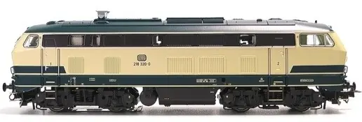 Esu 31011 - Diesellok, H0, BR 218, 218 320 DB, ozeanblau/beige, Ep IV, Vorbildzustand um 1987, Sound+Rauch, DC/AC Exclusieve Aanbieding
