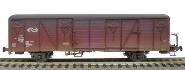 Flitsaanbieding Exact train EX22060 - NS Gbs EUROP mit Bremserbühne Braun Luftklappen mit NS Logo Epoche IV (Verschmutzt)