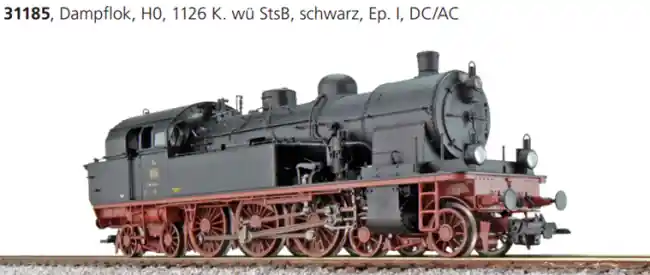 Esu 31185 - Dampflok, H0, T18, 1126 K. wü StsB, Schwarz, Ep I, Vorbildzustand um 1923, LokSound, Doppelraucherzeuger, Rangierkupplung, DC/AC Tijdelijk Beschikbaar