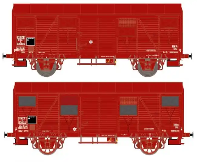 Exact train EX20925 - 2-er Set SNCF Gs EUROP mit französischen Lager und französischen Speichernräder Rotbraun Epoche IV Betaalbaar