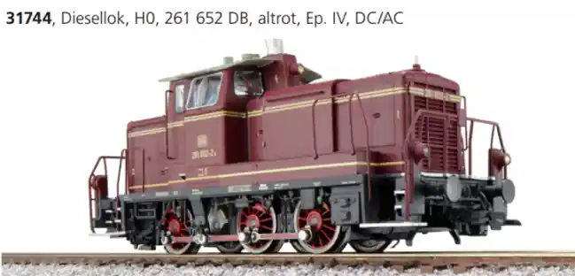 Flitsaanbieding Esu 31744 - Diesellok, H0, V60, 261 652 DB, altrot, Ep IV, Vorbildzustand um 1975, LokSound, Rauch, Kupplung DC/AC