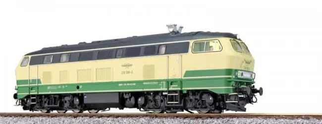 Esu 31008 - Diesellok, H0, BR 218, 218 396 Brohltalbahn, beige/grün, Ep VI, Vorbildzustand um 2018, Sound+Rauch, DC/AC Gratis Retour