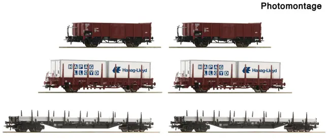 Veilige Betaling Roco 6600334 - 6er Display Rangierbahnhof offene Güterwagen