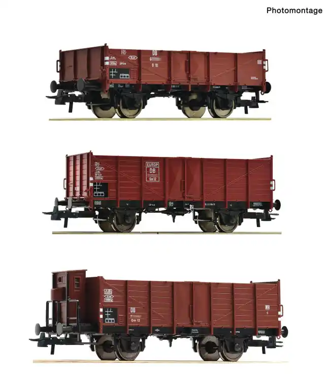 Goedkoop Roco 6600303 - 3er Set offene Güterwagen DB