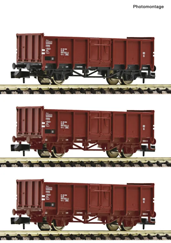 Fabrieksprijs Fleischmann 6660156 - 3er Set offene Güterwagen DR