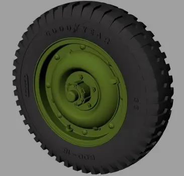 WILLYS MB JEEP ROAD WHEELS GOODYEAR Op = Op