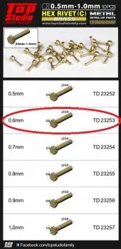Betaalbaar 0.6MM HEX RIVETS (C) BRASS
