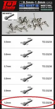 1.0MM HEX RIVETS (A) SILVERY Express Levering