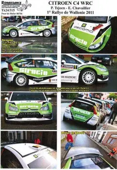 Fabrieksprijs CITROEN C4 WRC RALLY WALLONIE 2011 TSJOEN STRUCT0