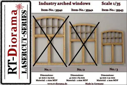 1/35 LASERCUT INDUSTRY ARCHED WINDOW NO.3 Bestseller