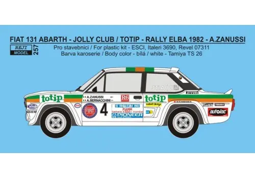 Fabrieksprijs FIAT 131 ABARTH TOTIP 1982 ZANUSSI