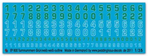 GERMAN TURRET NUMBERS WHITE OUTLINE Fabrieksprijs