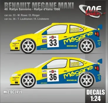 Tijdelijk Beschikbaar RENAULT MEGANE MAXI ROWE LAUKKANEN RALLYE SANREMO 1998