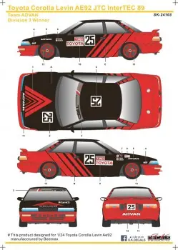 Seizoensaanbieding TOYOTA COROLLA LIEVIN AE92 GR.A JTC 89 TEAM ADVAN