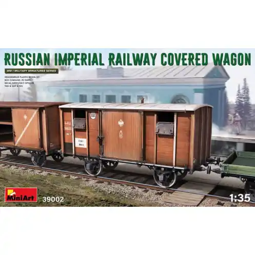 Miniart 39002 - RUSSIAN IMPERIAL RAILWAY COVERED WAGON -39002 Op = Op