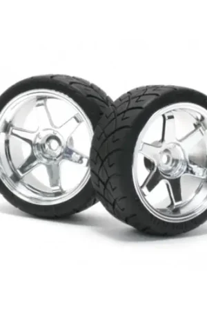 HPI-Racing 4734 - MOUNTED X PATTERN TYRE D COMPOUND ON TE37 3MM OFFSET CHROME (HPI4734) Beperkt Aanbod