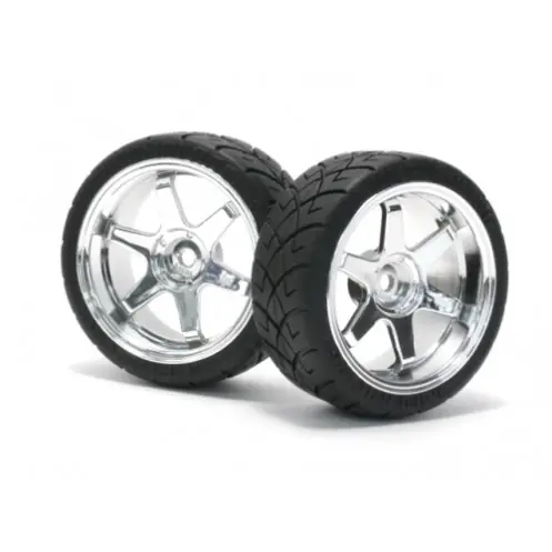 HPI-Racing 4734 - MOUNTED X PATTERN TYRE D COMPOUND ON TE37 3MM OFFSET CHROME (HPI4734) Beperkt Aanbod