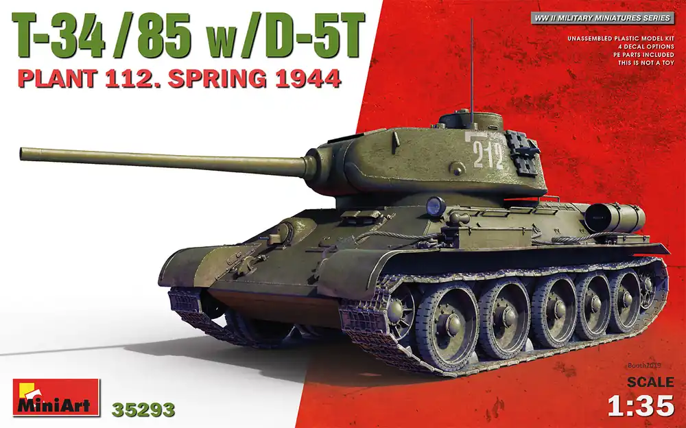 Speciale Aanbieding 1 35 MiniArt 35293 T-34/85 w/D-5T Plant 112. Spring 1944 Plastic Modelbouwpakket