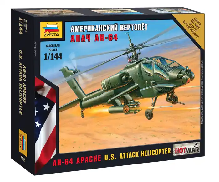 1 144 Zvezda 7408 Apache Helicopter Plastic Modelbouwpakket Bestel Nu