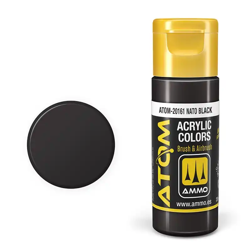 Snelle Levering AMMO MIG 20161 ATOM - Nato Black - Acryl - 20ml Verf flesje