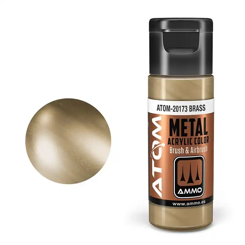 Nu Kopen AMMO MIG 20173 ATOM - Metallic Brass - Acryl - 20ml Verf flesje