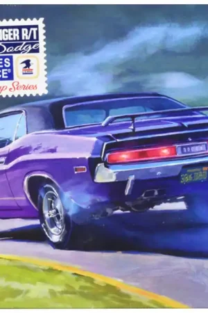 1 25 AMT 1401 1970 Dodge Challenger R/T - USPS Auto Art Stamp Series Plastic Modelbouwpakket Nieuw