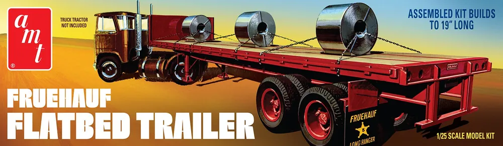 1 25 AMT 1399 Fruehauf Flatbed Trailer Plastic Modelbouwpakket Flitsaanbieding